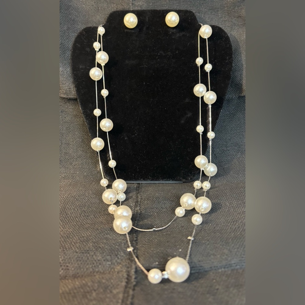 Chic Double-Strand Pearl Necklace Set